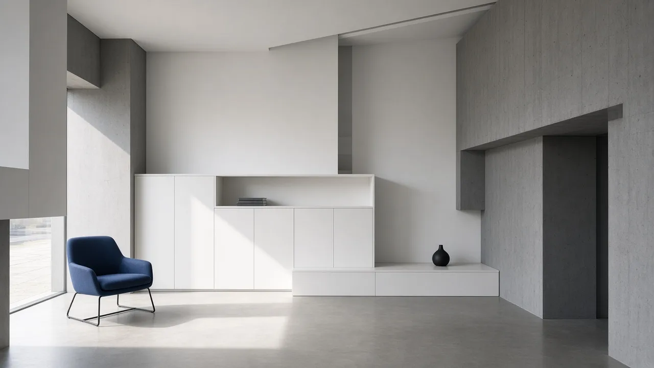 Modular interior study in chalk and graphite